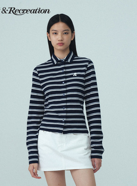 RestandRecreation官方休闲条纹长袖衬衫2025秋季RR经典印花上衣