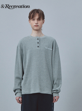 RestandRecreation官方2025新款RR华夫格logo刺绣宽松长袖T恤男款