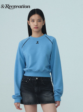 RestandRecreation官方短款套头卫衣2025新款RR印花插肩休闲上衣