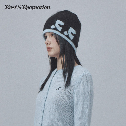 RR双面logo提花毛线保暖冷帽