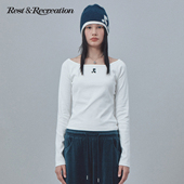 T恤 RR一字领logo印花长袖 新款 修身 RestandRecreation官方2025秋季