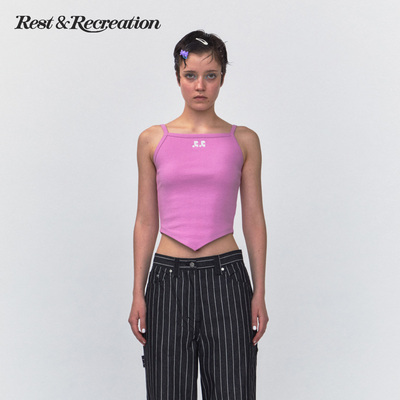 RR不规则下摆logo刺绣吊带背心