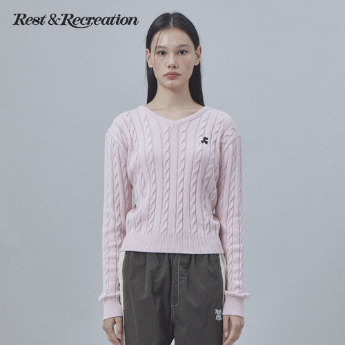 RR新款羊毛V领刺绣logo针织上衣