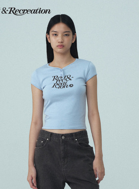 【明星同款】RestandRecreation2025RRv领印花短袖T恤掐腰亨利衫