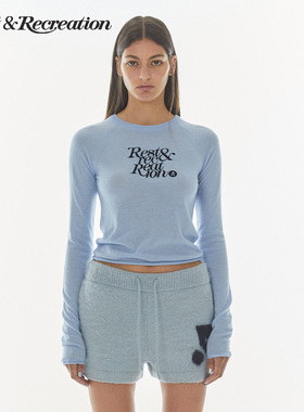 【明星同款】RestandRecreation2025新款RR修身字母刺绣针织衫女