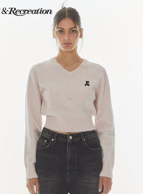 RestandRecreation官方V领短款套头毛衣2025秋季新款修身针织上衣