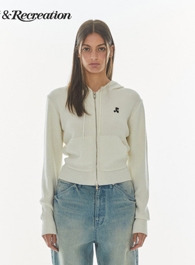 【明星同款】RestandRecreation2025RR掐腰连帽针织开衫拉链外套