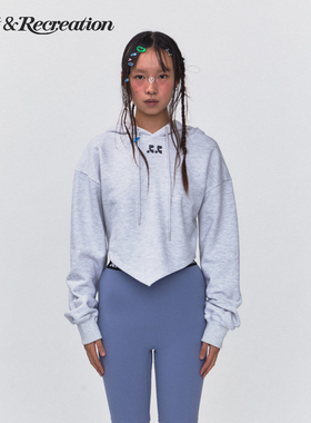 RestandRecreation官方2025秋季新款RR字母logo印花尖角连帽卫衣