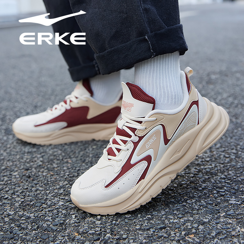 川尘2鸿星尔克男鞋2025冬季新款喜庆红色轻便厚底青少年运动鞋子