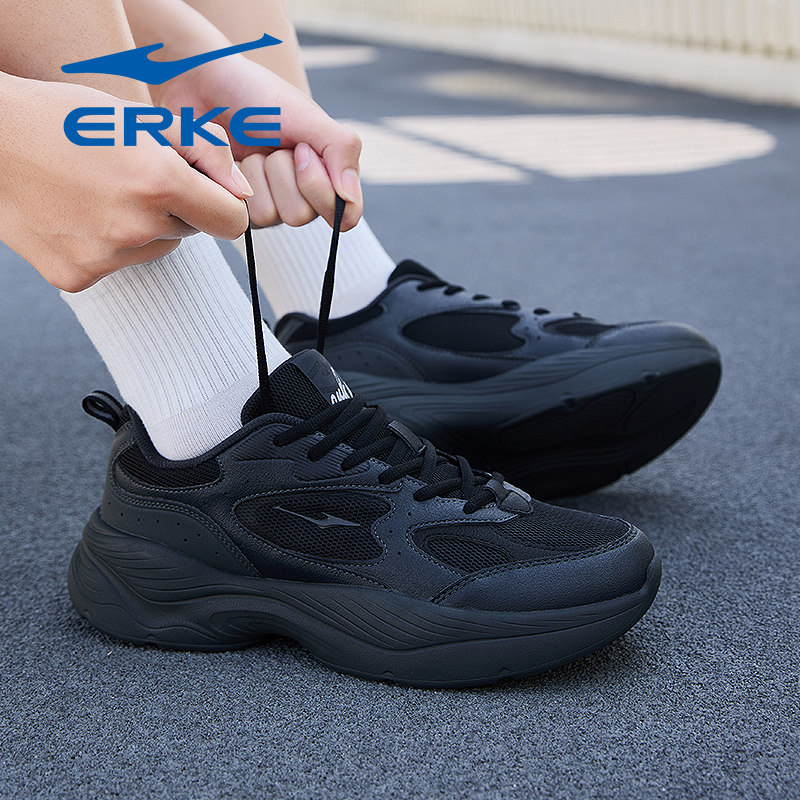 鸿星尔克男鞋运动鞋2026冬季新款轻便厚底黑武士回弹通勤休闲鞋子,运动鞋new,运动休闲鞋,淘宝优惠券,粉丝福利购,淘宝优惠卷