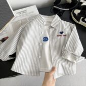 翻领宝宝长袖 条纹男童衬衣中小童上衣秋季 帅气百搭 春秋款 儿童衬衫