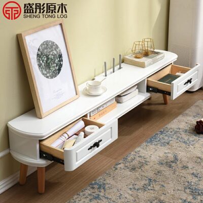 小户型简约现代实木落地柜轻奢客厅卧室挂墙简易电视柜超窄悬挂式