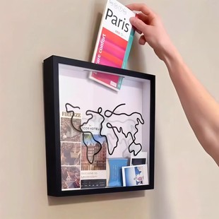 旅行票据收纳框门票储存盒旅行记录相框明信片收藏纪念相框收纳盒