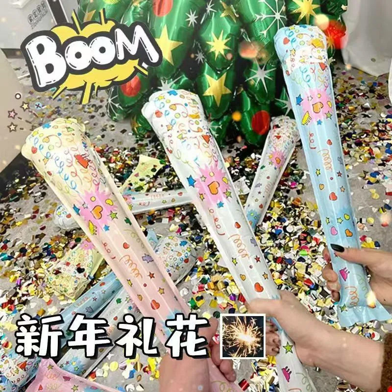 礼花枪棒充气生日手持气氛道具彩带手捏新跨年喷花氛围烟花礼筒炮