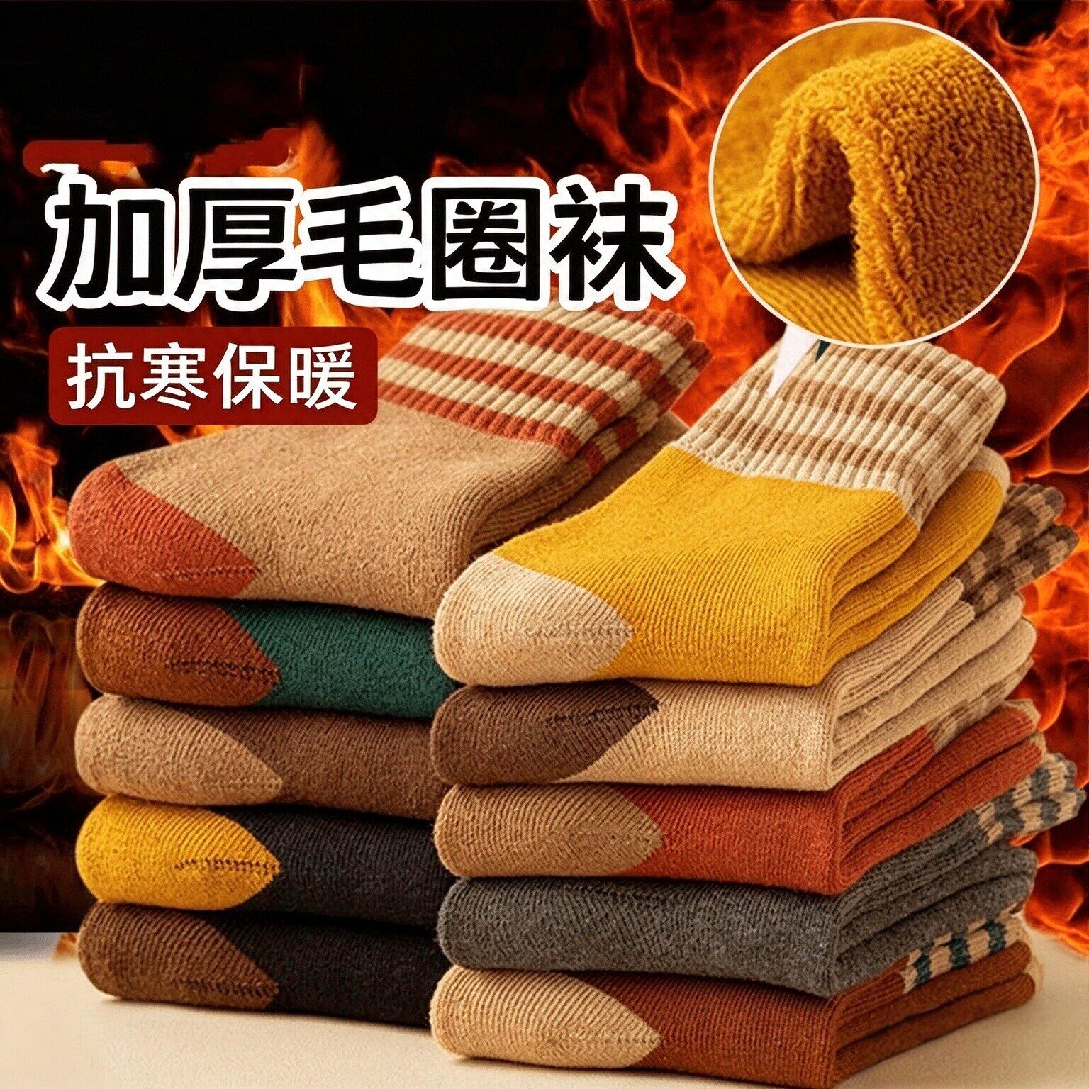 东北冬季加绒加厚毛巾底条纹