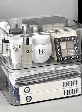 亚克力桌面收纳盒透明防尘整理盒化妆品卧室宿舍办公室带盖杂物盒