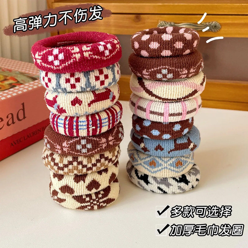 韩版儿童秋冬复古费尔岛风毛巾圈高弹扎马尾皮筋女童加粗耐用头绳,童装/婴儿装/亲子装,发饰,淘宝优惠券,粉丝福利购,淘宝优惠卷