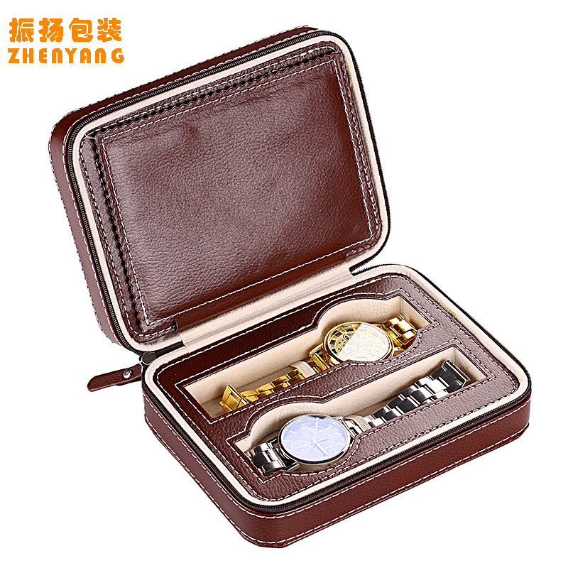 手表拉链包收纳包4位手表盒便携式拉链收藏保护包首饰盒