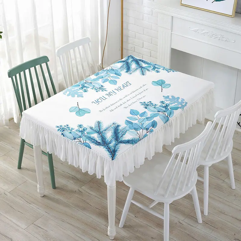 新品餐桌平板桌布雪纺花边防尘布餐桌桌布防水雪纺盖巾