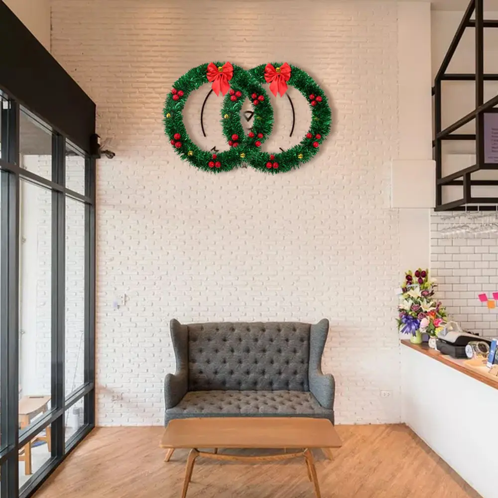 圣诞节装饰品结铃铛花环门挂创意藤圈橱窗墙面场景装饰挂件