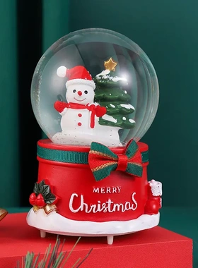 圣诞节装饰品七彩发光水晶球音乐盒少儿玩具创意圣诞礼物橱窗摆件