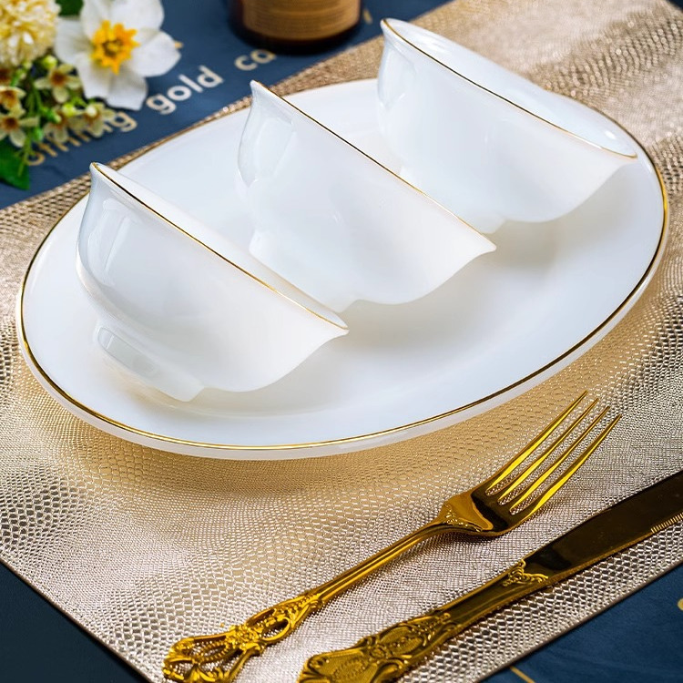 金边玉瓷碗单个家用轻奢陶瓷米饭碗面碗高档网红碗景德镇餐具送礼