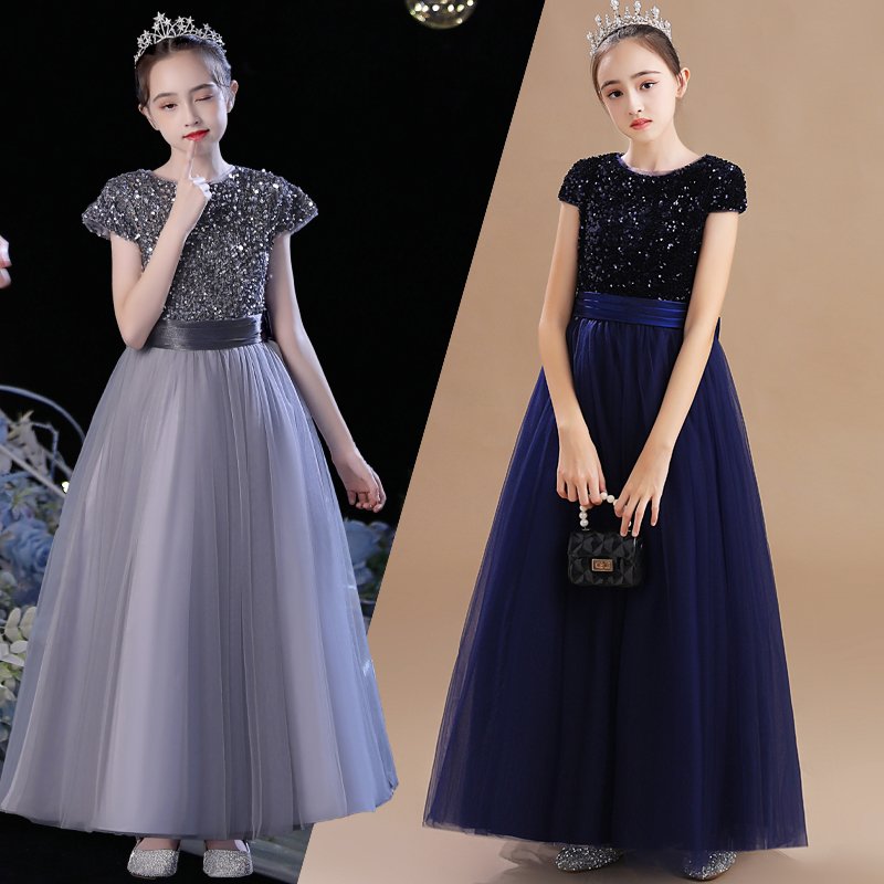 朗诵衣服女童合唱服亮片纱裙热销