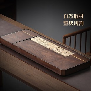 天然乌檀实木茶盘家用国画石客厅功夫茶具茶几茶台 2024新款