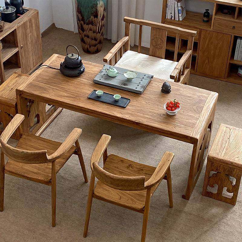 老榆木茶桌复古民宿中式餐桌椅实木长条凳原木禅意风化老门板茶桌,商业/办公家具,茶台/茶桌,淘宝优惠券,粉丝福利购,淘宝优惠卷