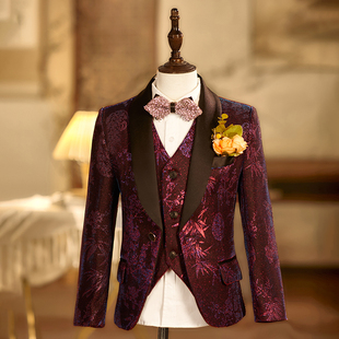 高档男童西装套装闪亮小主持人演出服晚会表演礼服小学生西服正装