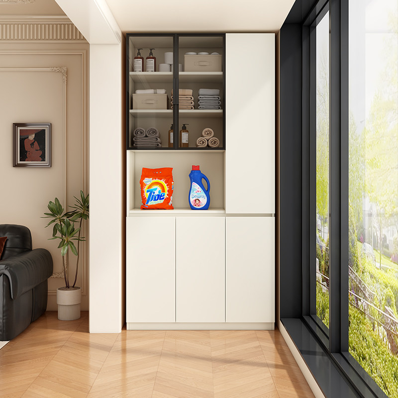 蜂窝铝板阳台柜大容量置物柜家用玻璃门靠墙一体柜轻奢高档储物柜,住宅家具,阳台柜,淘宝优惠券,粉丝福利购,淘宝优惠卷