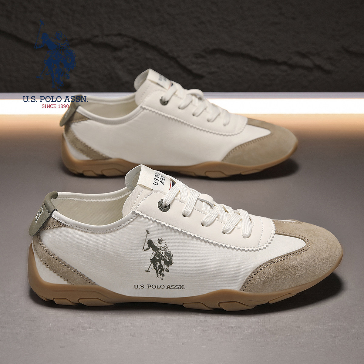 U.S.POLO.ASSN.男鞋2026新款夏季透气薄布面阿甘鞋男士休闲德训鞋
