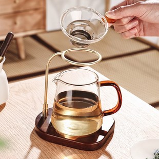 高档玻璃公道杯茶漏一体分茶器公杯茶漏茶滤三P件套高端泡茶杯茶
