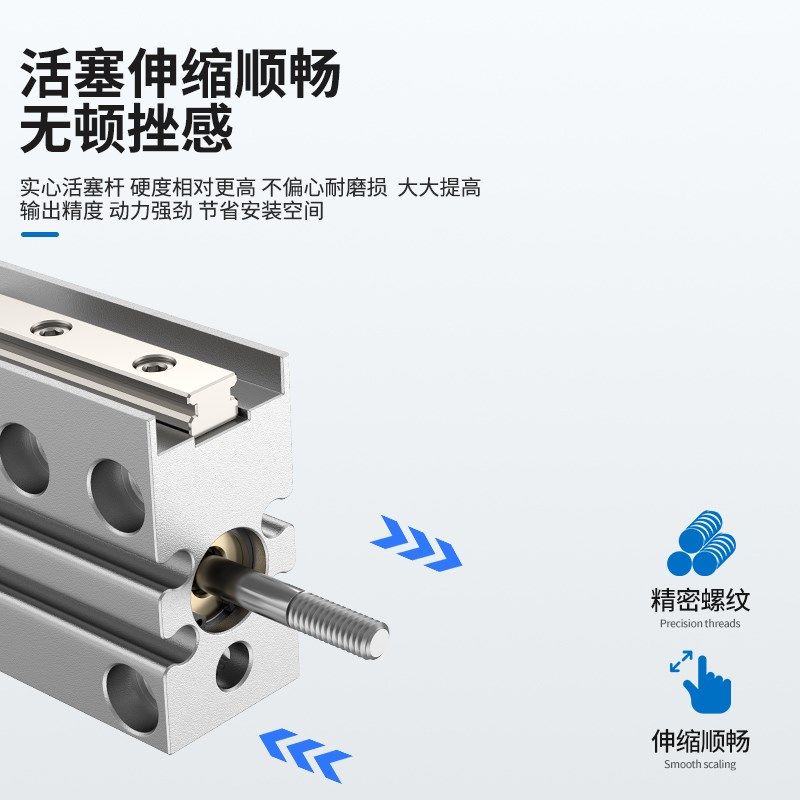 气动滑台气缸cMXH10/16/20-10-25-30-40-50-60HLH精密侧轨导轨小