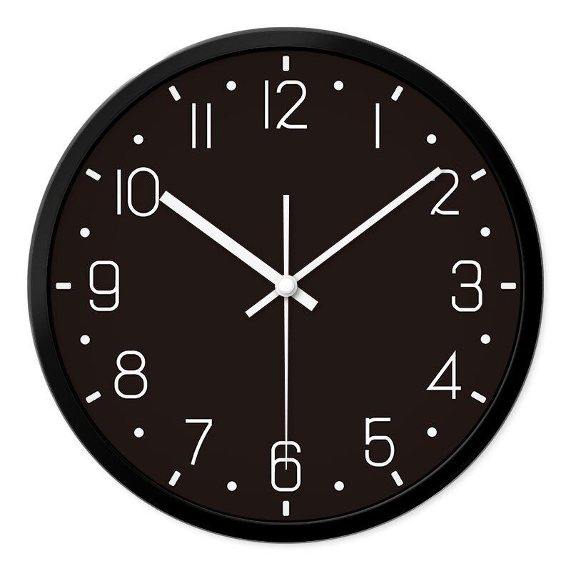 挂钟黑色黑底白字超静音无声时钟挂表家用公N司办公室简约客厅钟