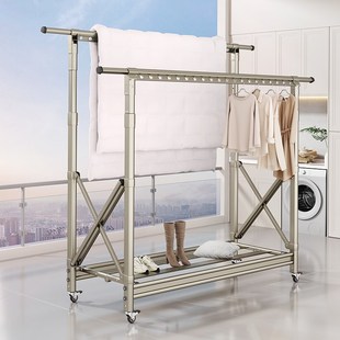 晾衣架折叠落地阳台可移动伸缩晒被子神器家用晾衣X杆室外晒衣架