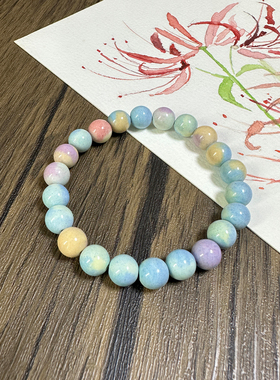 女士阿拉善玉髓手串手链蓝色珠子小尺寸小众秀气小清新甜美手饰女