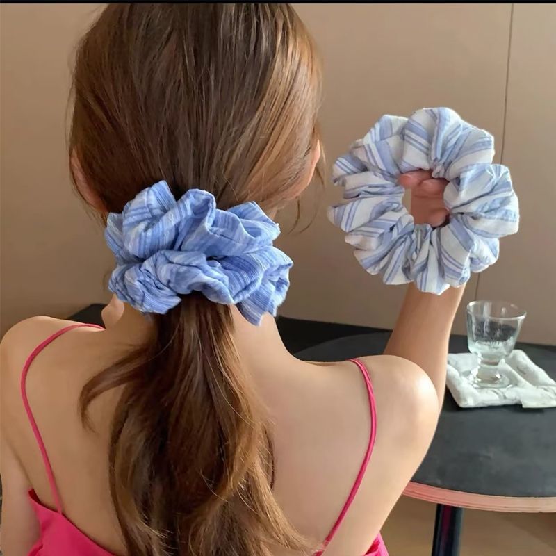 清新海盐系条纹褶皱大肠发圈