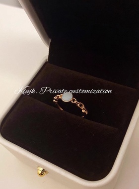 s925纯银戒指女18K金ins链条白贝