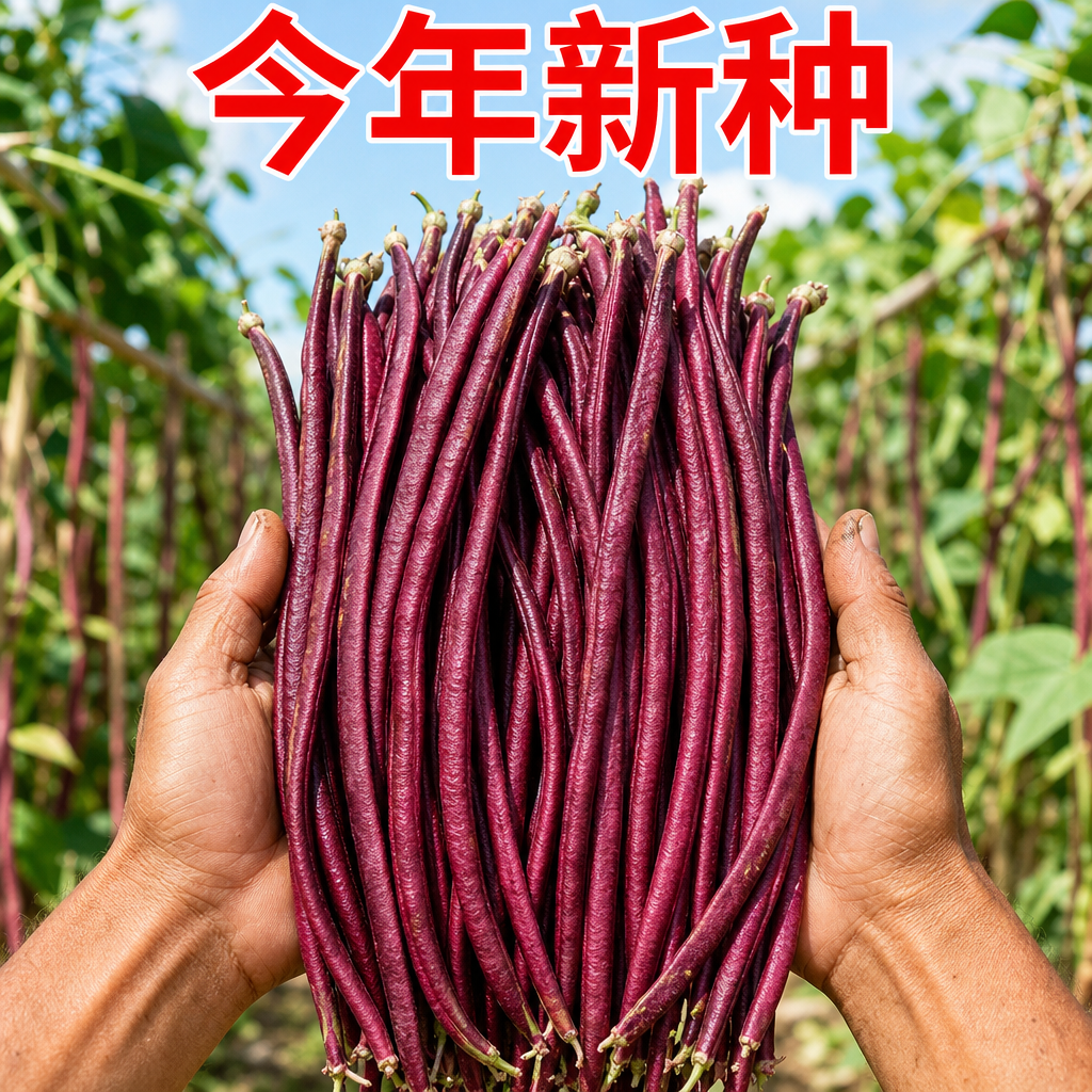 四季豆紫红老品种种子高产好吃