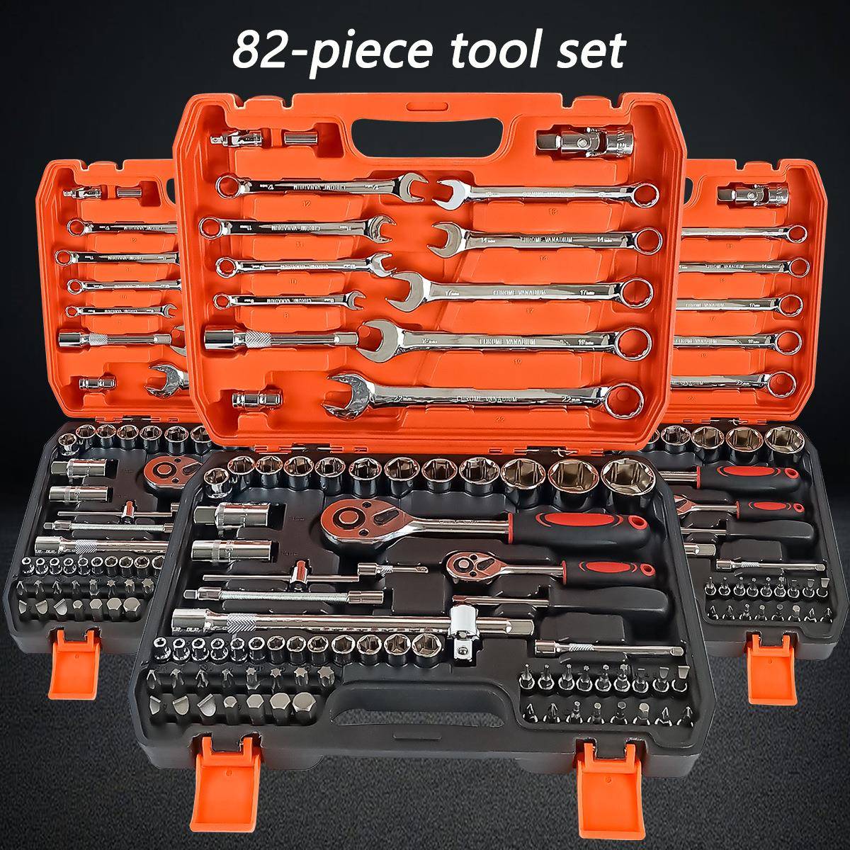 82pcs汽修工具组合套筒扳手组合可常备于车库也可用于日常机修