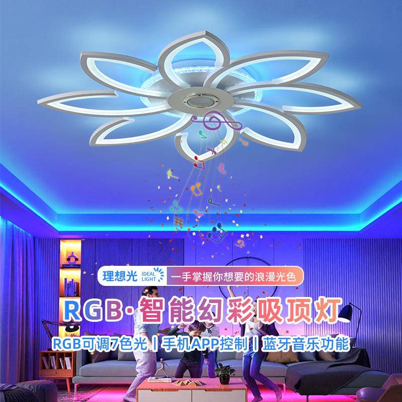 音乐吸顶灯智能蓝牙家用灯氛围灯音箱灯RGB七彩灯智能音乐灯