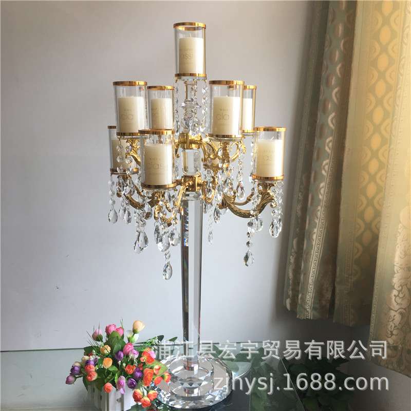 欧式九头水晶烛台KTV包厢浪漫温馨婚庆婚婚礼路引道具