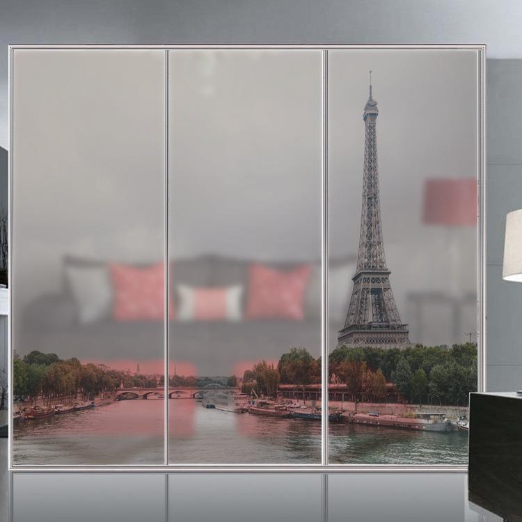 新款磨砂玻璃贴背胶窗户浴室移门装饰玻璃贴纸透光不透明PVC特大