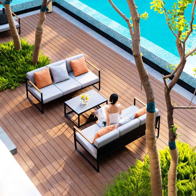 户外沙发庭院防水室外休闲阳台茶几铝合金防锈抗晒高端设计师力推