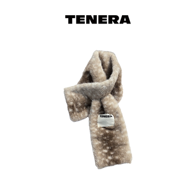 TENERA毛绒环保小鹿纹围巾可爱