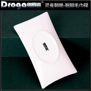 家用骨瓷创意餐具长方形翘脚毛巾碟小菜碟肠粉碟子陶瓷盘子