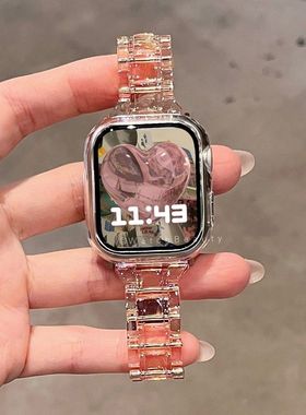 小蛮腰三株镭射亚克力苹果手表表带适用于AppleWatch78iwatch9se2