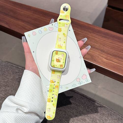 Lucky轻松熊苹果手表s11表带硅胶iWatch10可爱iWatch9四叶草8女SE