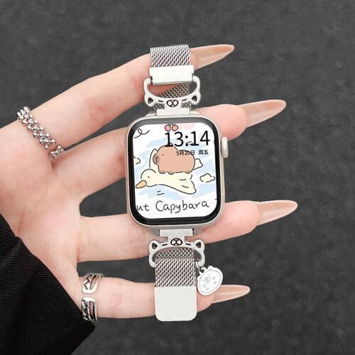 适用iwatchs11表带金属磁吸ApplewatchS10苹果8手表s9小众7高级se